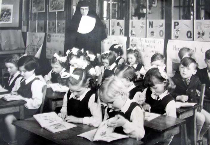 St Norbert's 1954 - Sister Bernard teaching in classroom